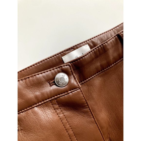 NWOT Aritzia WILFRED Melina Cognac Brown Vegan Leather Trousers Pants, Size 6 - Picture 11 of 14